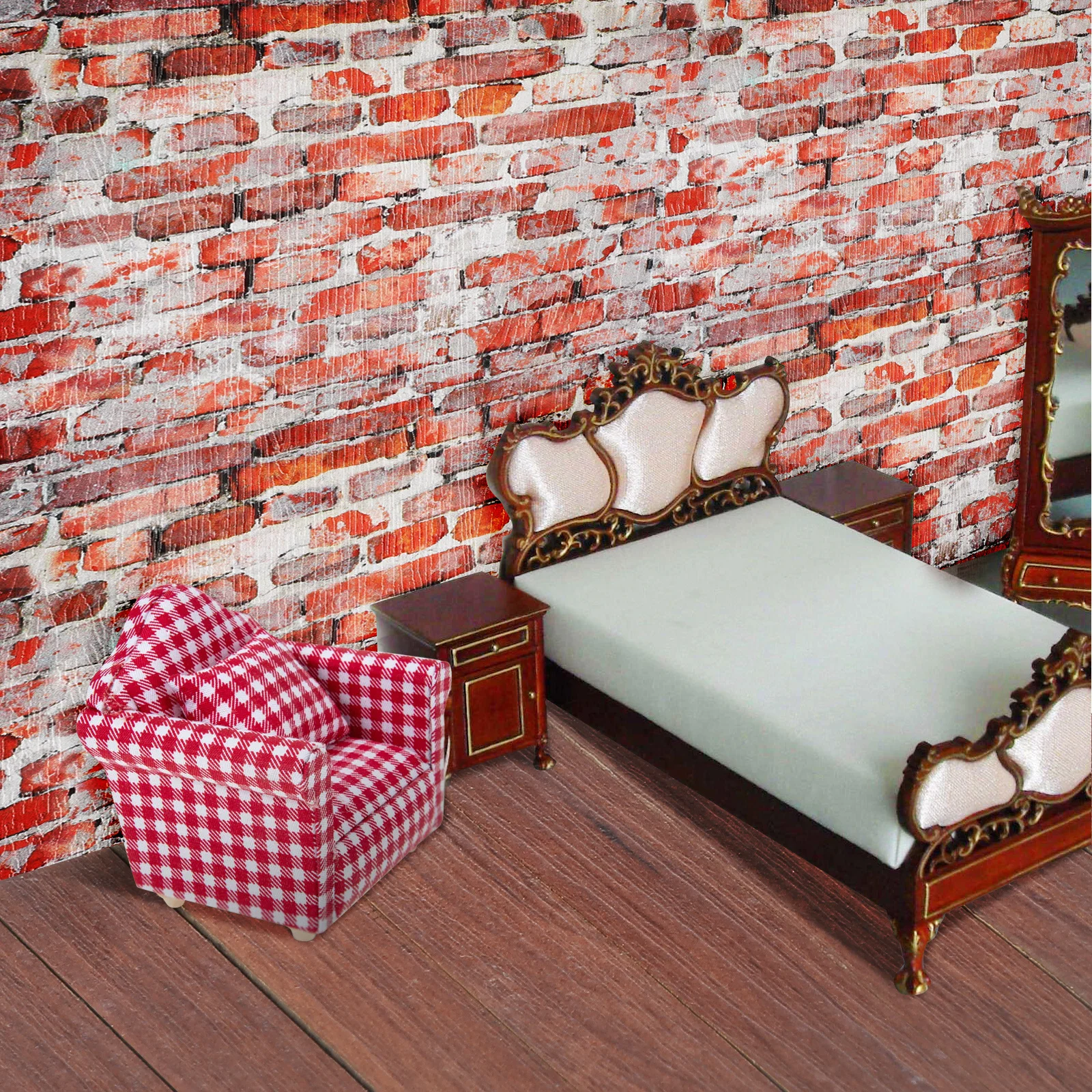 40 قطعة أرضيات بيت الدمى المصغرة قشر عصا بلاط الحبوب الخشبية لوحات أرضية ذاتية اللصق ملحقات صغيرة للمصغرة #2