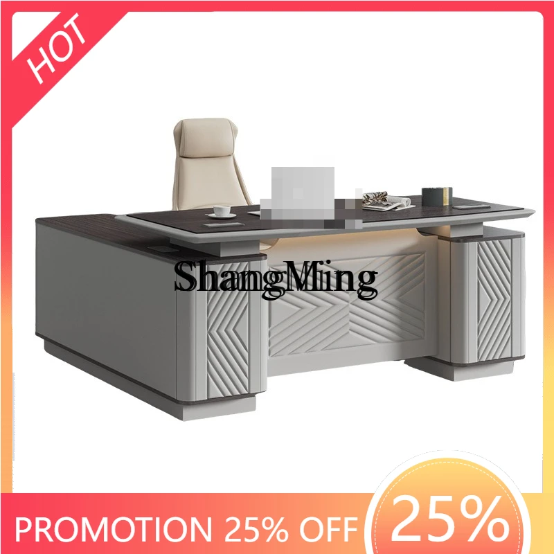 

ZYY new product simple boss desk big class manager solid wood single table office desk chair a complete set