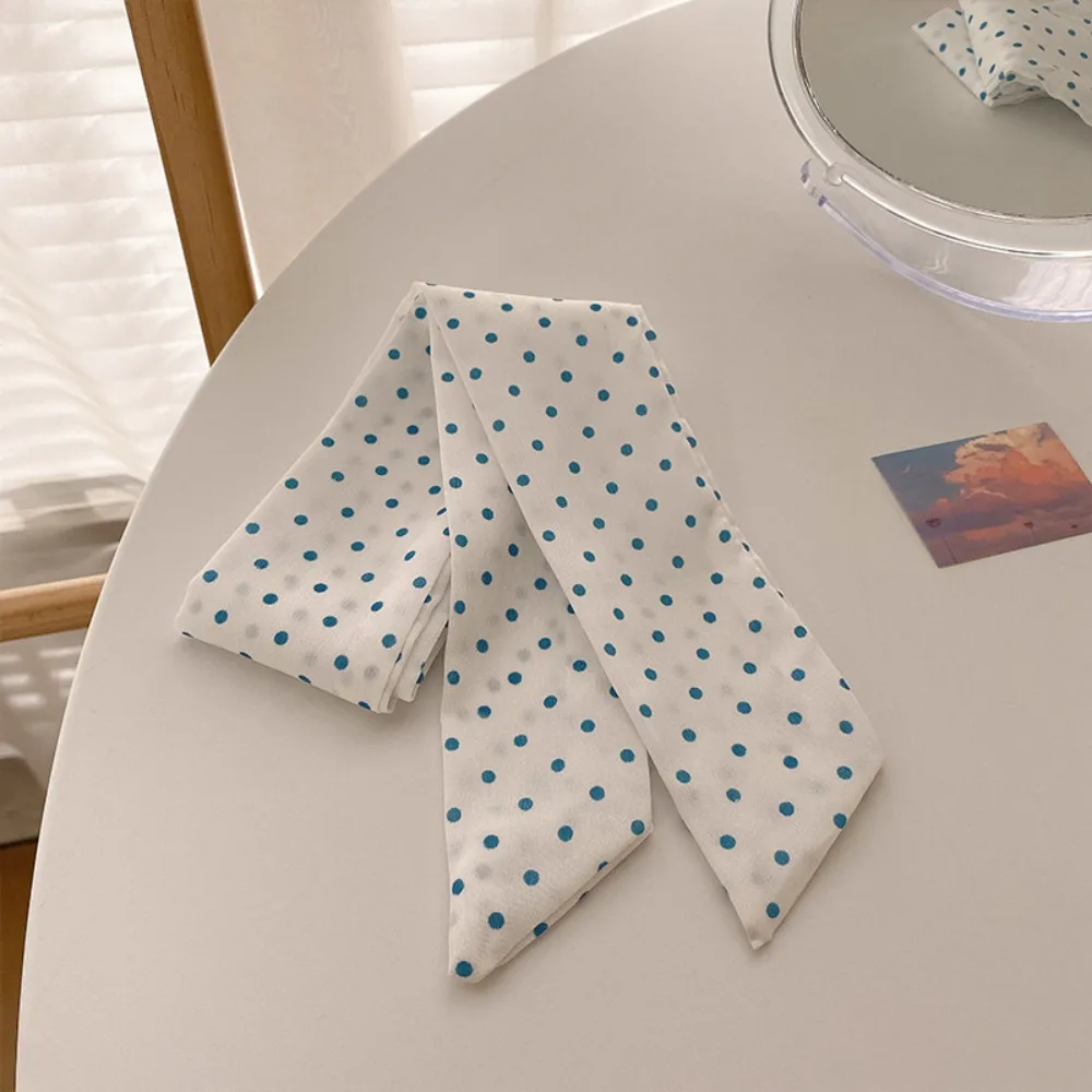 

Polka Dot Light Blue Series Hair Band Plaid Dressing Decoration Ribbon Braids Headband Neckerchief Korean Style