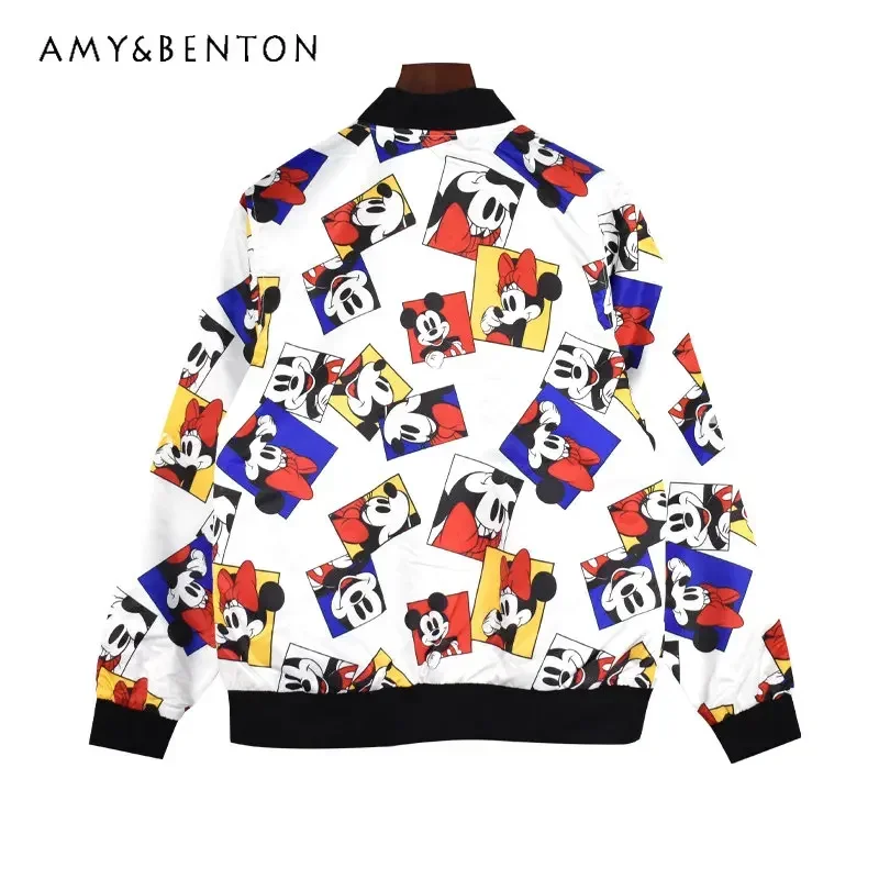 Women's Naist Printed Cartoon Coats Spring Autumn Thin Baseball Uniform Jacket New Ladies Fashion Trend Bomber Jackets