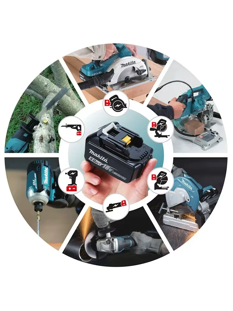 

BL1850B BL1860B Makita 18V 5.0Ah 6.0Ah LXT Lithium Ion Battery Rechargeable Replacement for Cordless Power Tools Charger