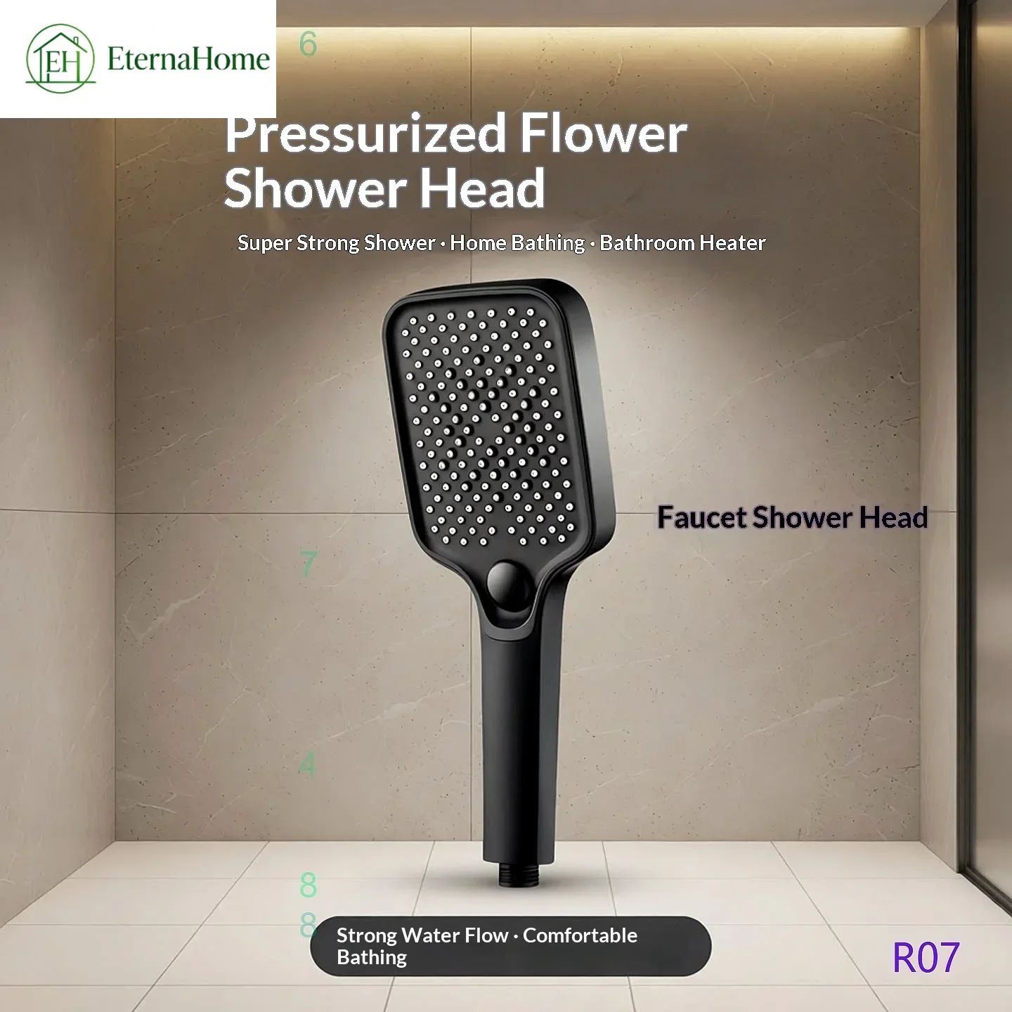 High Pressure Shower Head Set with Handheld, 3 Spray Modes, Strong Water Flow for Bathroom