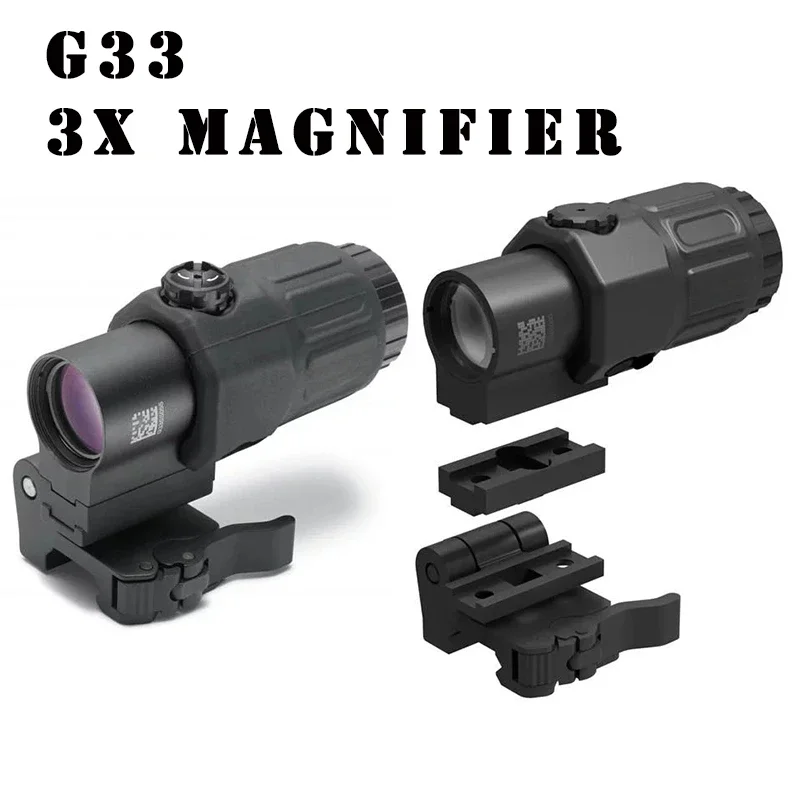 Tactical G33 3X Magnifier Red Dot with Switch to Side STS Quick Detachable Mount Hunting Rifle 3x Magnifier Scope Black