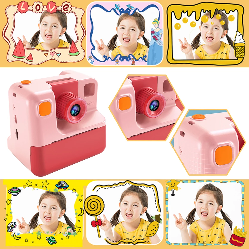 Kids Instant Print Camera Zero Ink Child Toy Camera with 3 Rolls Print Paper Toddler Camera Toys Gifts for Girls Boys Aged 3-12