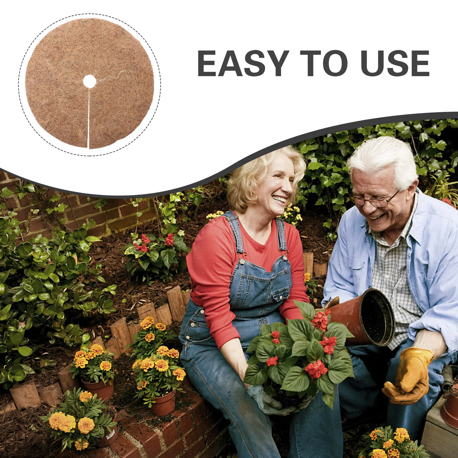 

4Pcs Round Design Coconut Fiber Cushions Plant Protection Mat Wear-Resistant Natural Mulch Pads Anti-Grass Pad