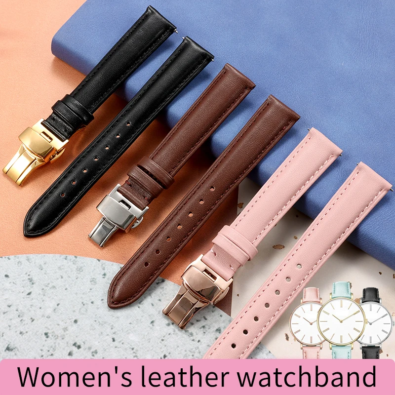 Color quick release leather strap for fossil FIYTA Tissot Plain leather bracelet Folli Citizen 12mm 14mm18mm20mmWomen's wristban