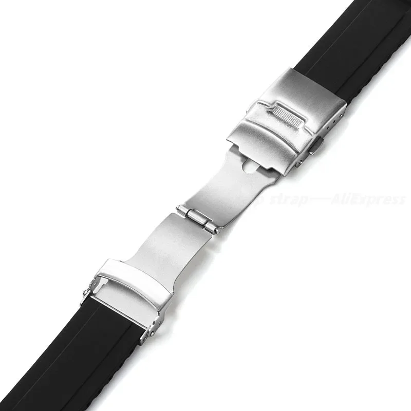 حزام سيليكون منحني لسايكو ، شريط رولكس ، سوار ناعم مقاوم للماء ، إبزيم قابل للطي ، سوار نهاية قوس عالمي ، 20 ، 22 ks