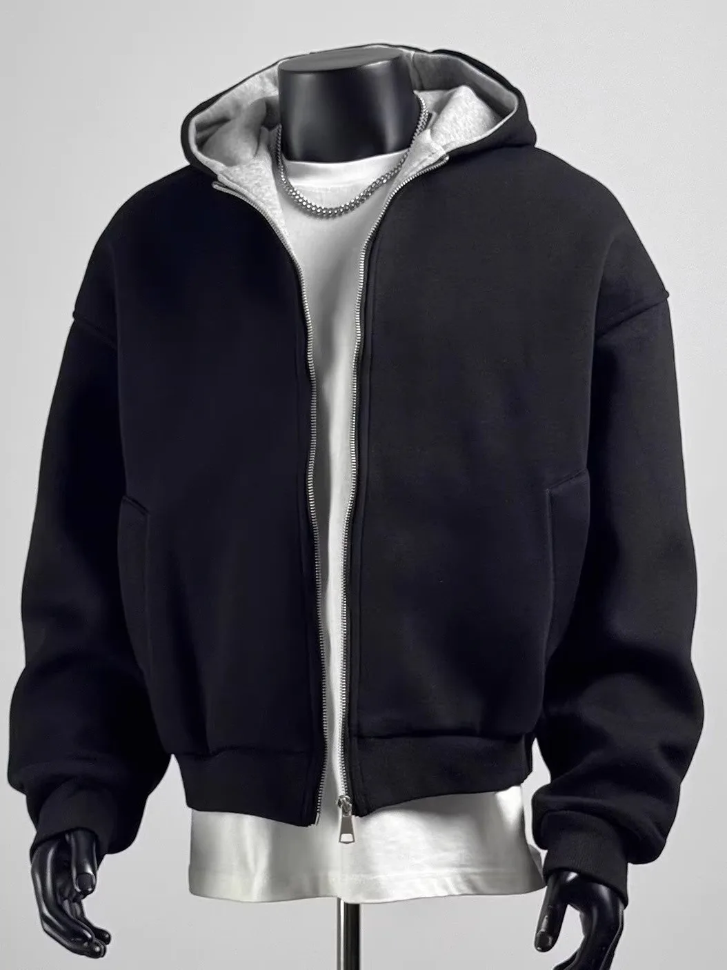 Heavy-duty American-style Zipper Hooded Sweatshirt for Men Stylish Autumn Gray Cardigan, Loose Casual Versatile Hoodie Jacket