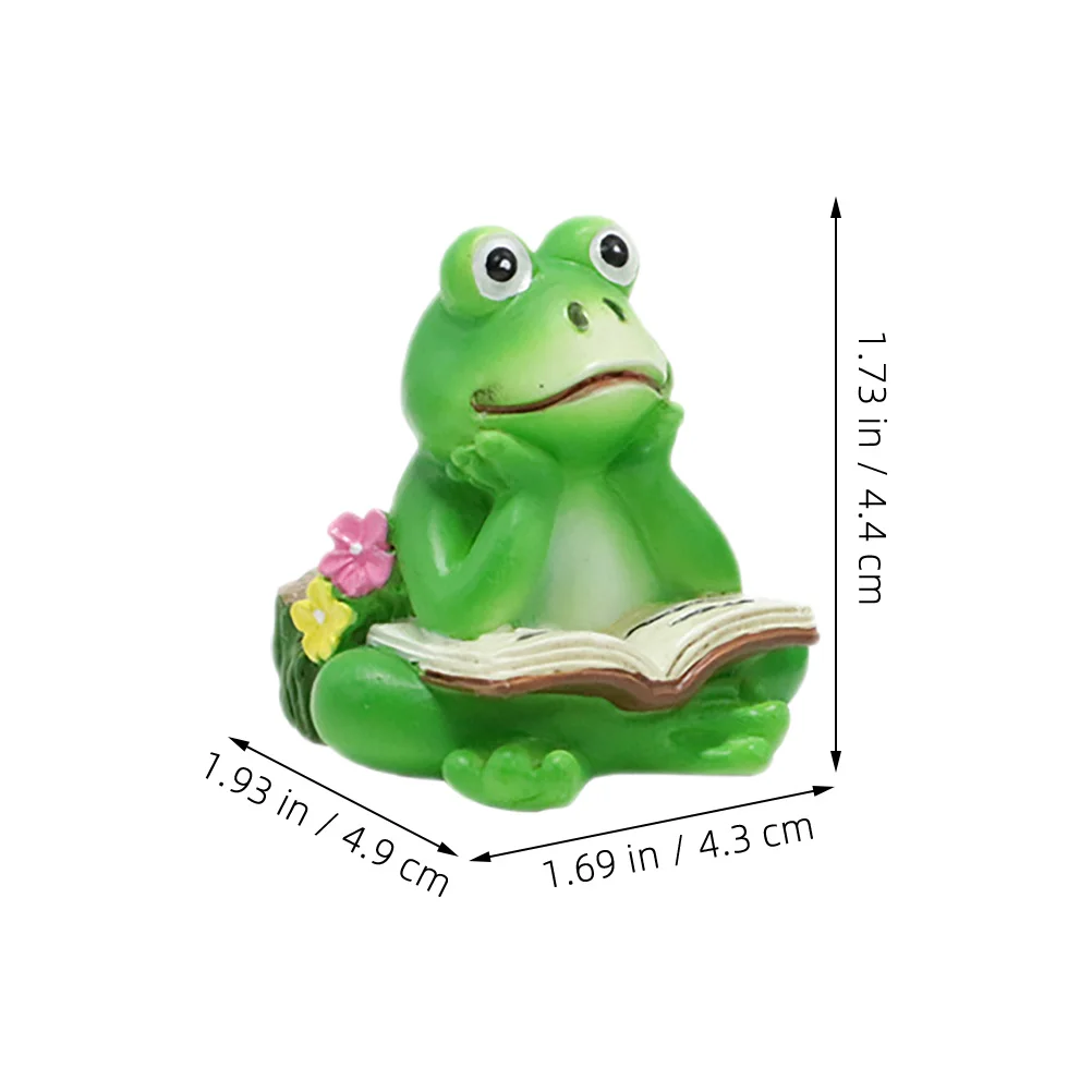 3 قطعة قراءة كتاب الضفدع تمثال الراتنج مصغرة الحيوان حديقة ديكور اناء للزهور قدم زارع دعم سطح المكتب الديكور في الهواء الطلق