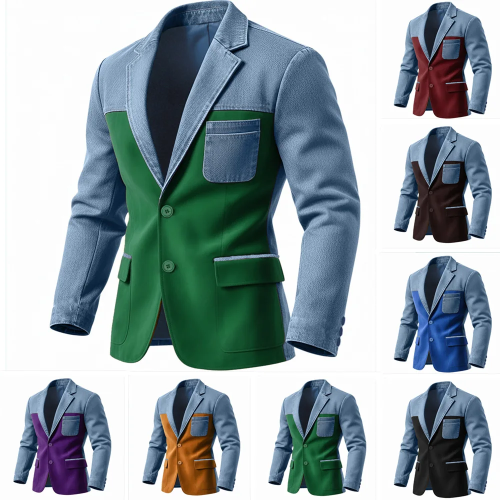 2026 New European-Style Men's Plus-Size Casual Double Breasted Jacket
