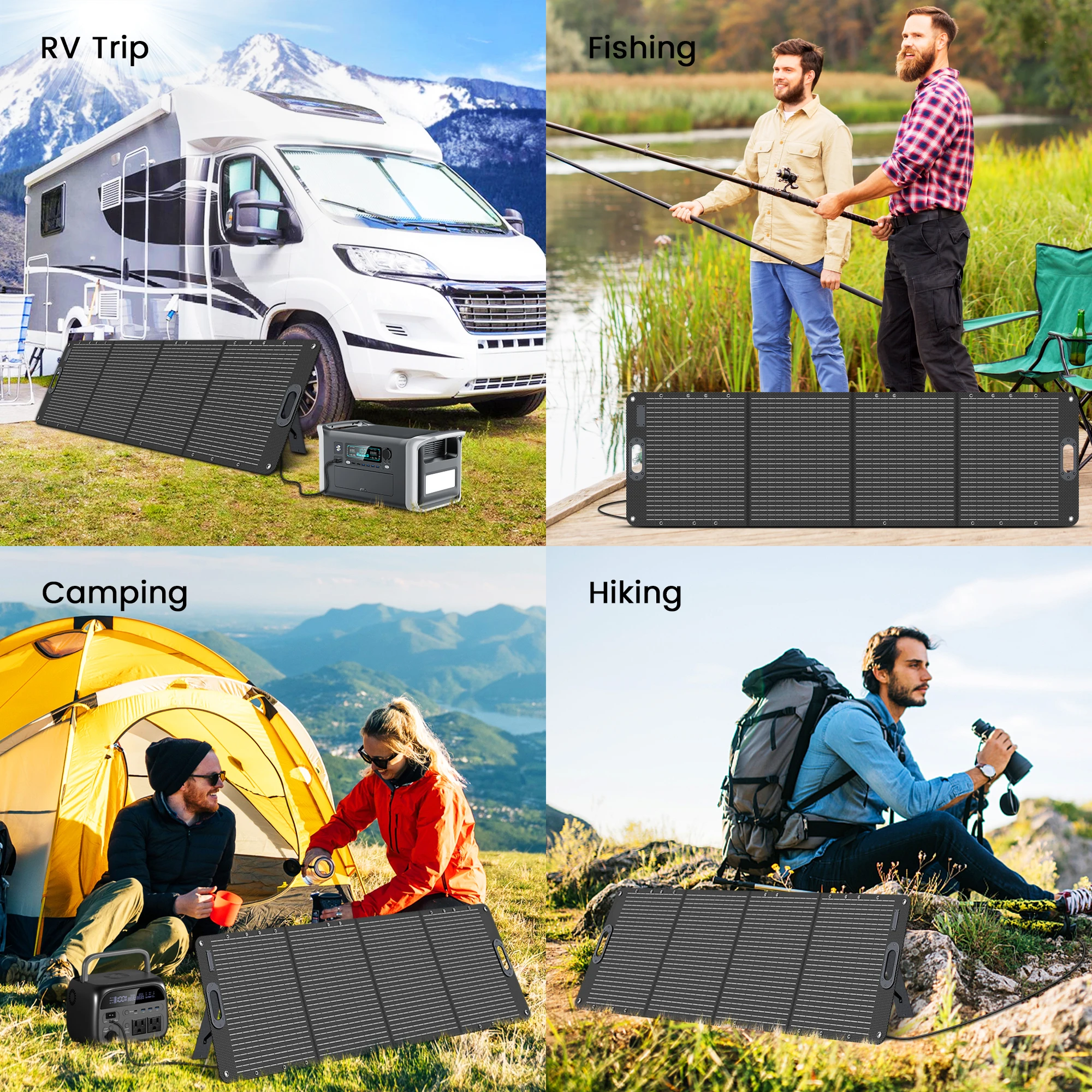 200W ETFE Flexible Foldable Solar Panel Camping Portable Folding Solar Panel Kit High Efficience Travel&Phone&Boat&RV 20.5V