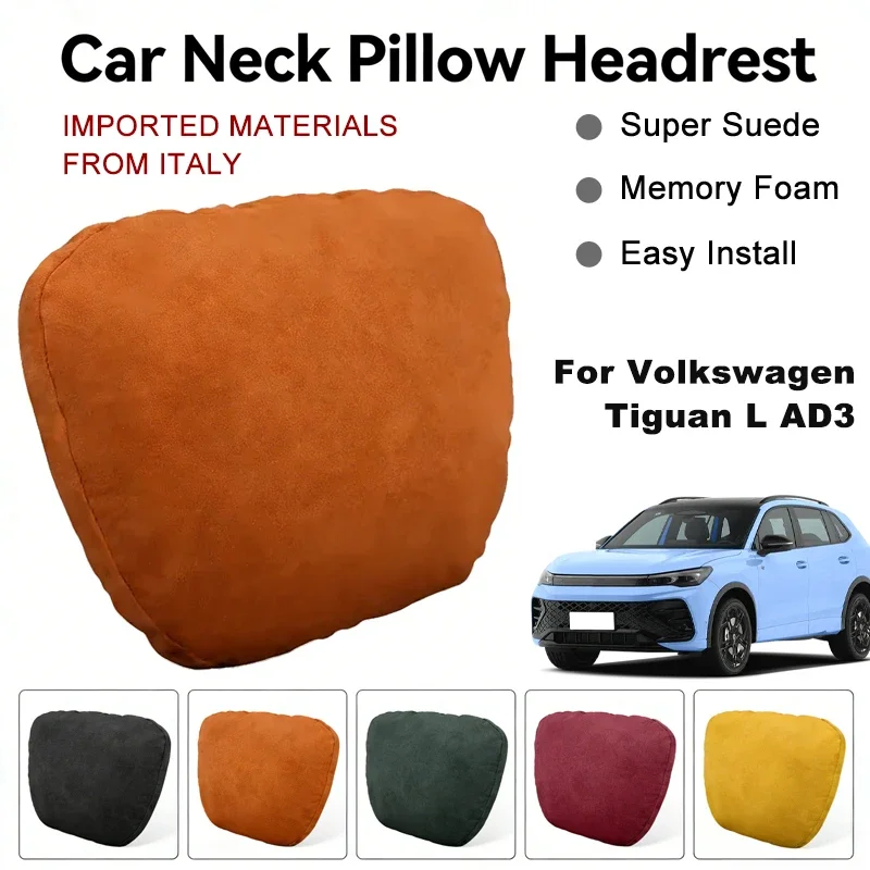 

Italy Suede Car Neck Rest Pillow For Volkswagen Tiguan L AD3 Seat Head Neck Support Cushion Auto Interior Accessories