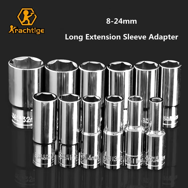 Krachtige 1 szt. 1/2 "rozszerzona głowica gniazdowa 8-24mm sześciokątna długa tuleja przedłużająca Adapter narzędzie do naprawy