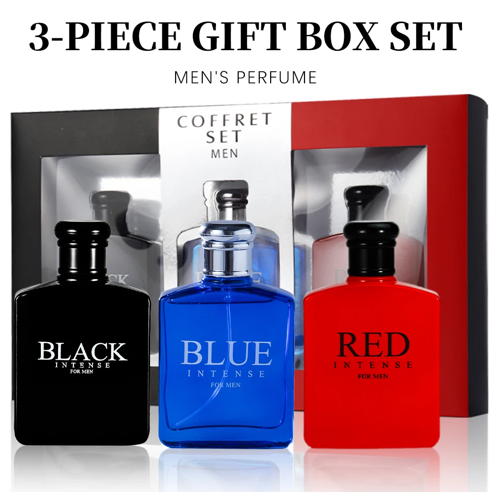 COFFRET Men's Luxury Perfume Gift Set Eau de Parfum Spray Gifts for Men Aromatic Perfumes Men's 3pcs EX Large Gift Set Fruit,