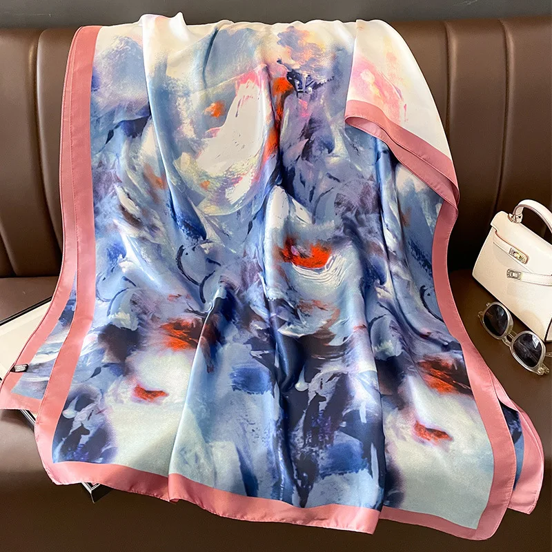 Spring Scarf Women\'s Luxury Design Scarf Silk Smooth Scarf Soft Muslim Headband Shawl Beach 85x180cm