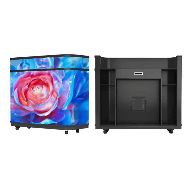 U-shaped front desk LED display video wall commercial advertising table LED display with wheel LED counter