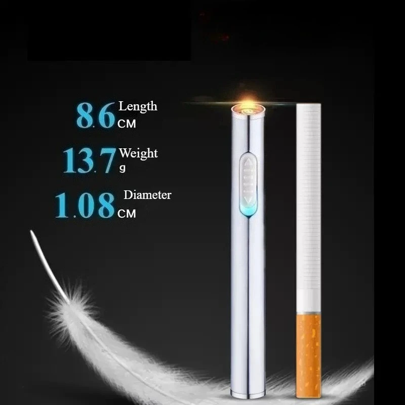 

Mini Portable USB Rechargeable Lighter Classic Metal Cigarette Lighter Mini Cylindrical Flameless Electronic Lighter Smoker Gift