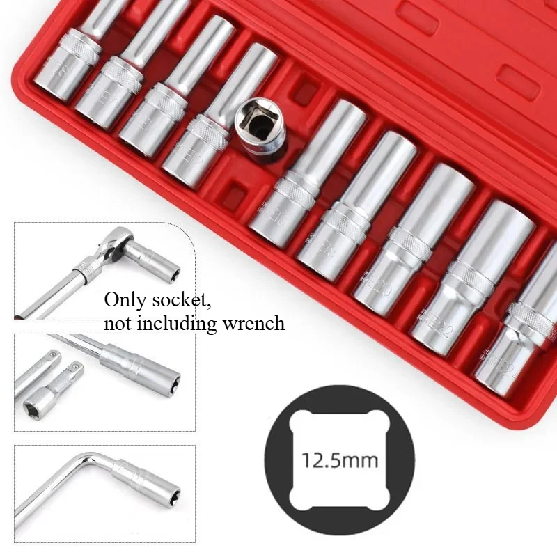 Krachtige 10Pcs E-shaped Extended Torx Socket Set E8-E24 Hexagonal Torx Torx Socket Head 1/2'' Socket Set