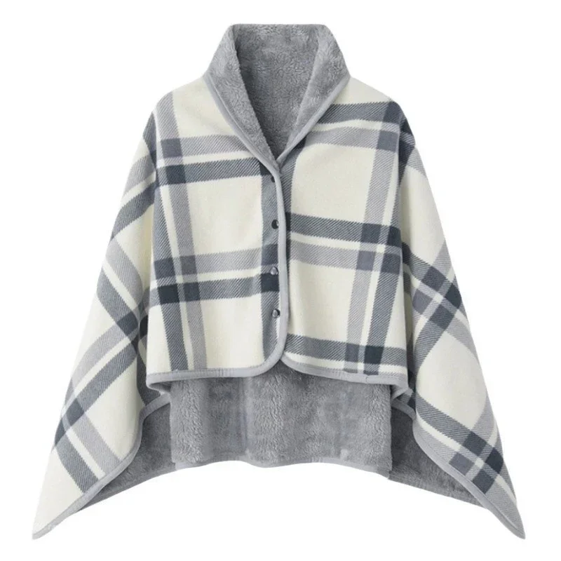 Manta portátil, chal poncho envolvente cálido y cómodo con botones, capa de viaje para silla de oficina, sofá, cama
