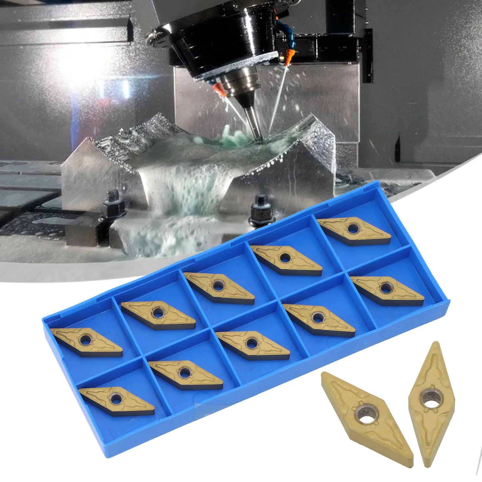 10pcs VNMG160408 MA Gold Carbide Inserts Indexable Turning Tool Tips For Metal For Semi Finishing And Finishing CNC Machin