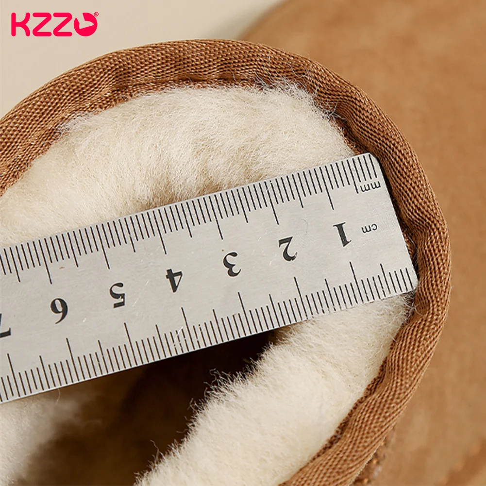 KZZO Fashion Ultra Mini Platform Snow Boots Australia Genuine Leather Women Wool Fur Ankle Thick Sole Winter Warm Shoes Maroon