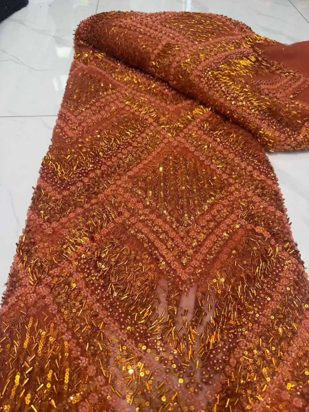 

Африканская кружевная ткань с блестками и бисером, 2026, высокое качество, французская нигерийская кружевная ткань с вышивкой для свадебного платья DX40HN