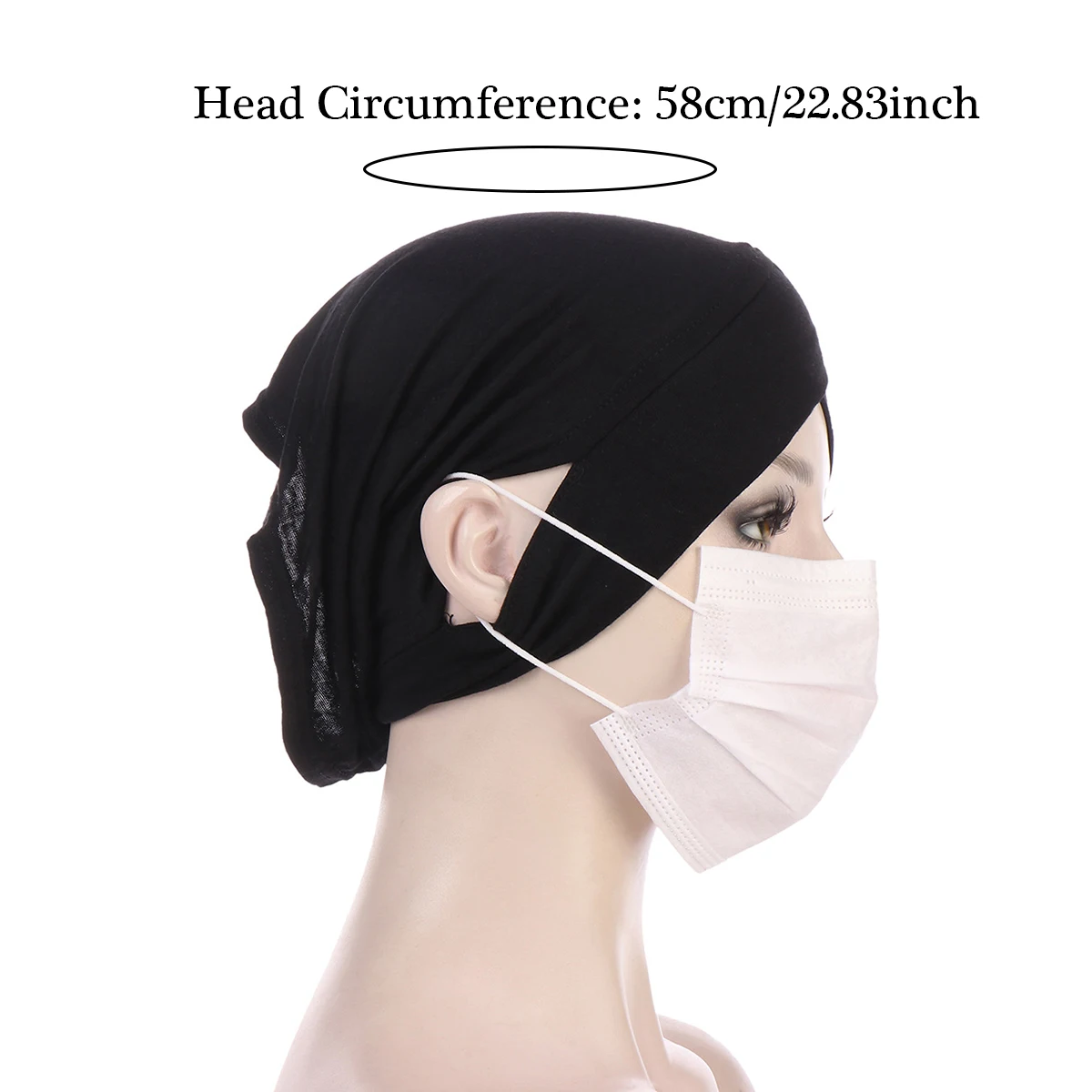 Crossed Forehead Muslim Hijab Caps With Ear Hole Women Wrap Head Soft Elastic Ladies Fashion Indian Turban Bonnet