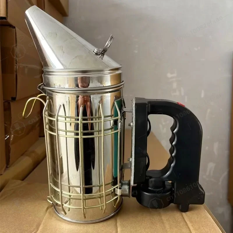Black-handle Electric Smoke Sprayer, Bee Fumigator, Outlet Type Bee Tool, Rechargeable Electric Pointed Stainless Steel Smoke Sp