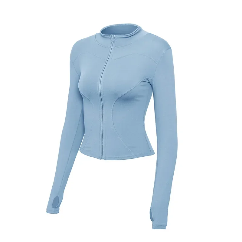 Mulheres roupas de fitness zip manga longa jaqueta esportiva com bolsos camisa yoga secagem rápida ginásio superior protetor solar roupas esportivas correndo casacos