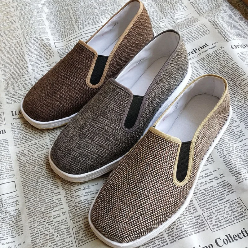 

Cotton Linen Layers Handmade Cloth Shoes Old Beijing Men Wear-Resistant Breathable Shoe Casual Fashionable Driving Shoes