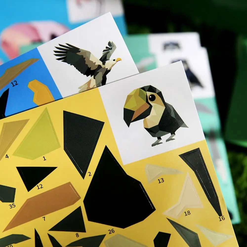 

Наклейка ручной работы, книга, краска по наклеек, 3D геометрический коллаж, развивающие игрушки для малышей, мультяшные животные, детские наклейки «сделай сам»