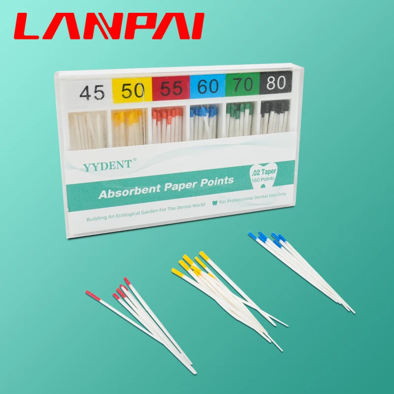 Lanpai 3 boxes Dental Absorbent Paper Point Root Canal Absorption Taper 0.02 Cotton Fiber Tips Endodontic Dentistry materials