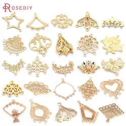 18K Gold Color Brass Heart Earrings Connector Charms Geometry Pendants High Quality Diy Jewelry Making Accessories for Women
