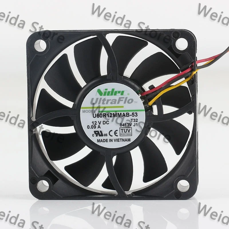

Original Nidec 6015 U60R12MMAB-53 12V three-wire 0.09A silent CPU case cooling fan 6CM