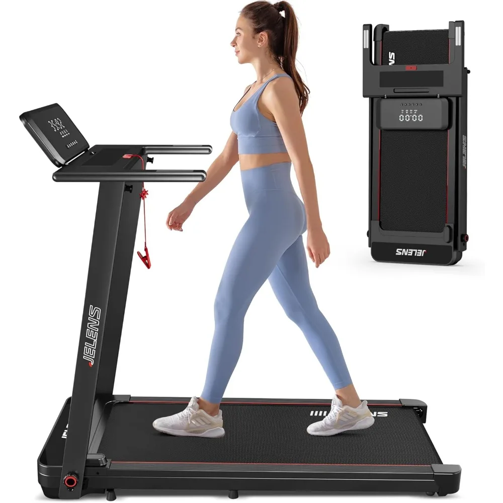 Treadmill With Desk Workstation, Walking Pad Design, Portable Foldable For Home Use, Includes Handle