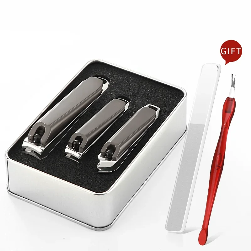 Beauty Maniküre-Pflegeset, Nagelknipser-Set aus Edelstahl, 3-teiliges Nageltrimmer-Set, Zehennagelschneider für den Heimgebrauch mit Feile und Etui