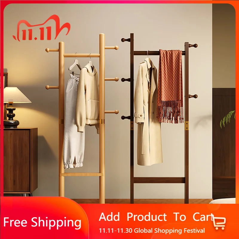 

Wooden Standing Coat Racks Dress Rail Modern Floor Minimalist Display Coat Racks Open Wall Porte Manteau Entrance Hall Furniture
