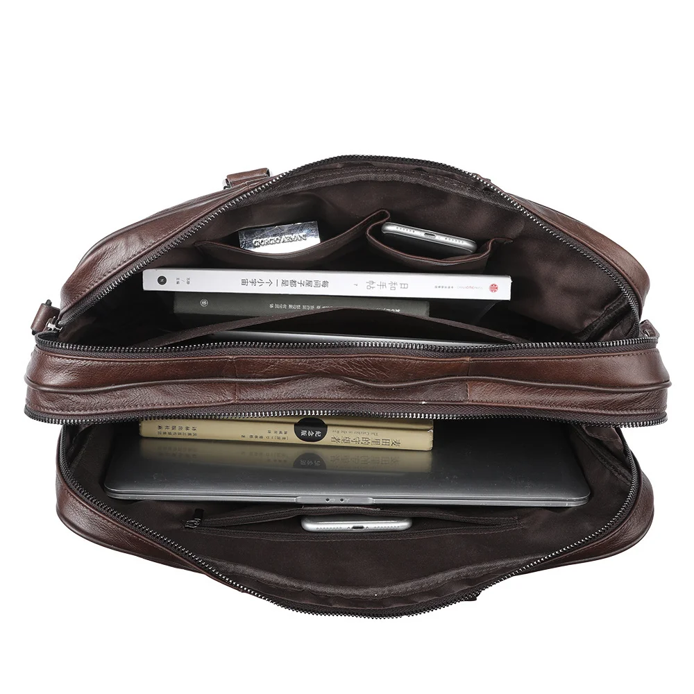 Business Briefcase Genuine Leather Men Bag Computer Laptop Handbag Man Shoulder Messenger s Men's Office