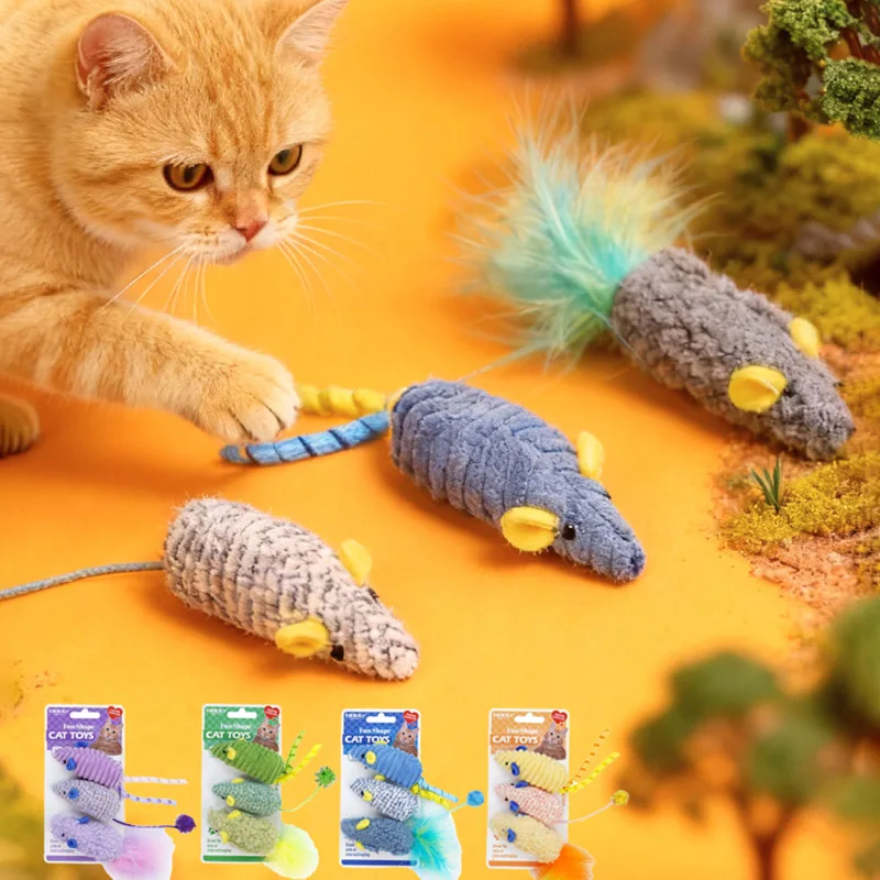 

3pcs Realistic Mouse Plush Cat Toy with Catnip Durable Chewing Teasing Soothing Indoor Kitten Interactive Toys Brinquedo De Gato