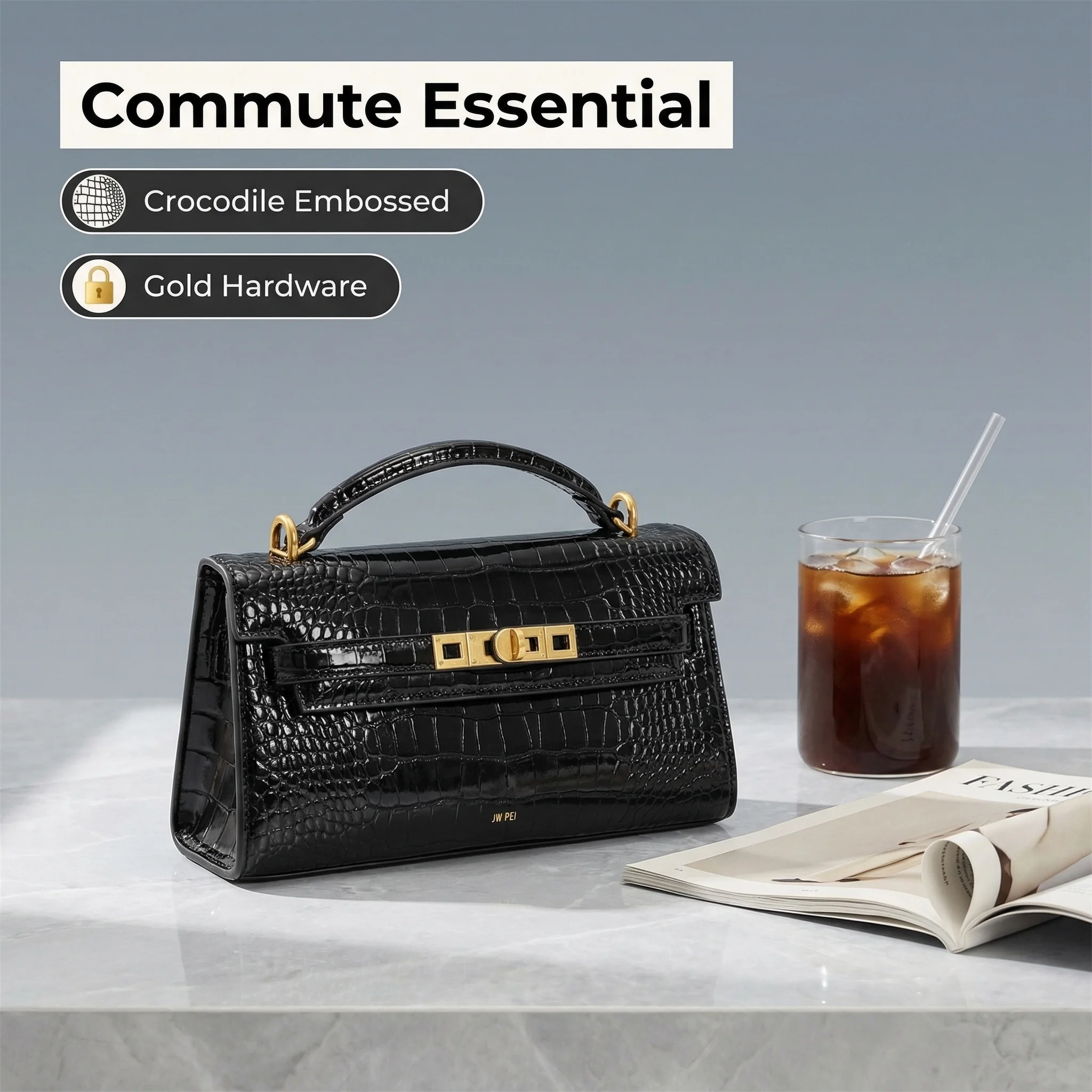 

Элегантная офисная сумка-тоут из плетеной кожи для женщин, винтажная, с металлической пряжкой, короткой ручкой, для повседневного использования