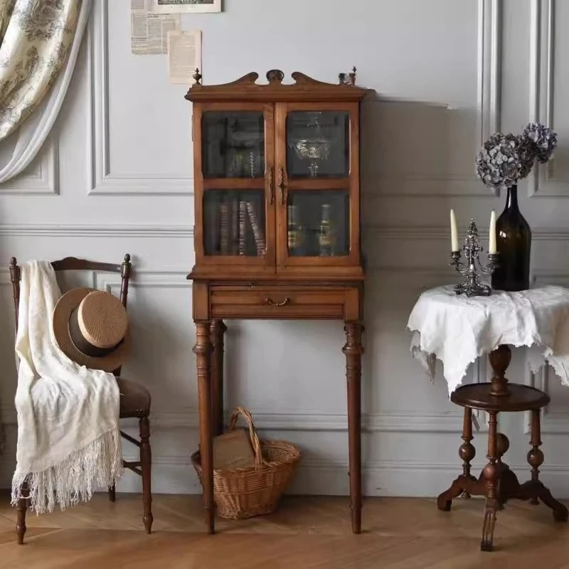 

hot sale solid wood home wine cabinet coffee cup cabinet antique retro display decoration against the wall