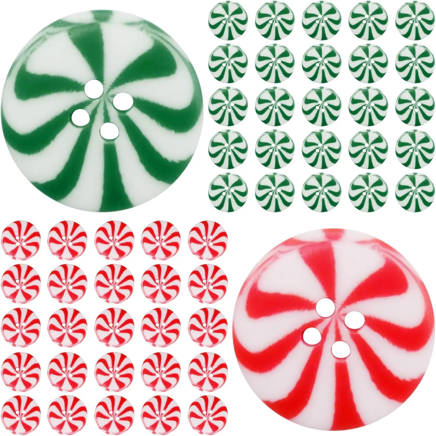 25/50Pcs Red & Green Sewing Christmas Candy Decorative Buttons,for DIY Crafts,Christmas Decorat,Gift Wrapping & Holiday Projects