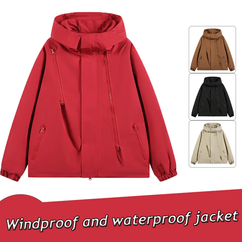 

Outdoor Sports Jackets for Men and Women Casual Solid Color Windproof, Waterproof and Breathable Loose Mountaineering Suits