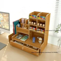 Large Capacity Pen Holder Students Desktop Drawer Style with Angled Pen Insertion for Office and Home
