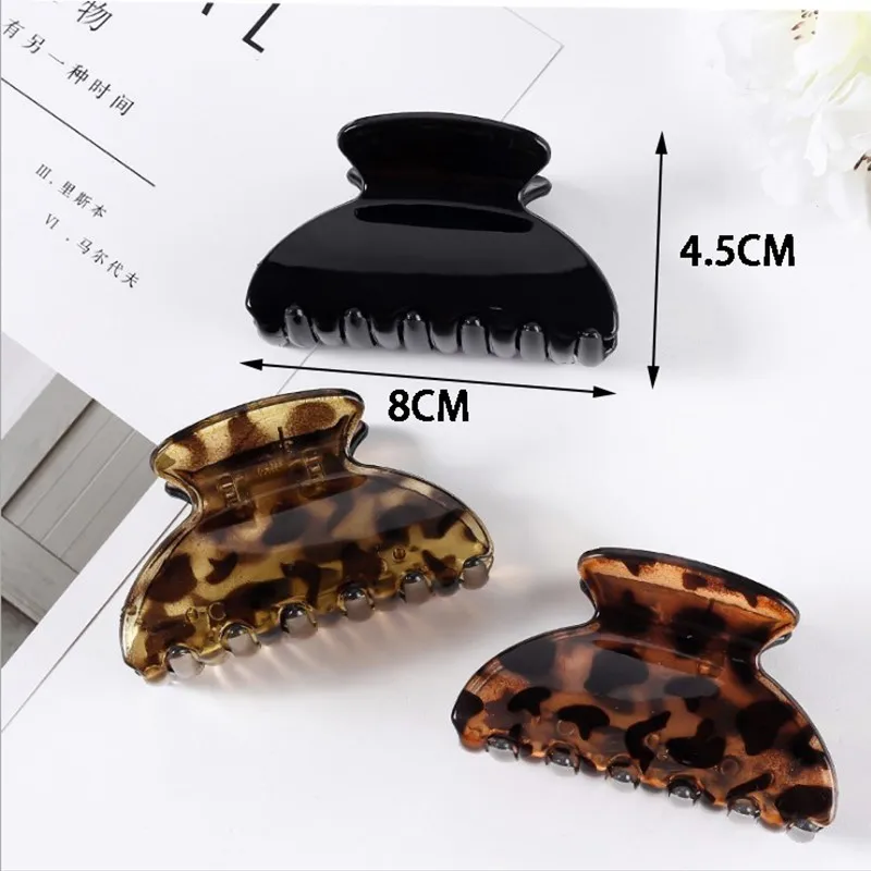 3 szt. Plastikowe czarne krabowe spinki do włosów uchwyt na kucyk zacisk podstawowy Leopard żółwia duża wsuwka zestaw akcesoriów do makijażu