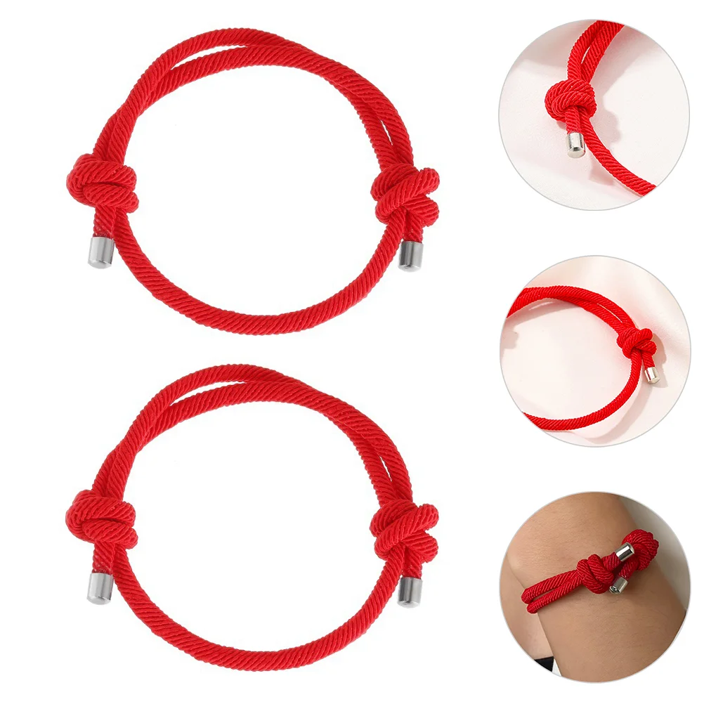 

2 Pcs Bracelet Red String Lovers Couples Bracelets Buckle Nylon Rope Clasp Braided