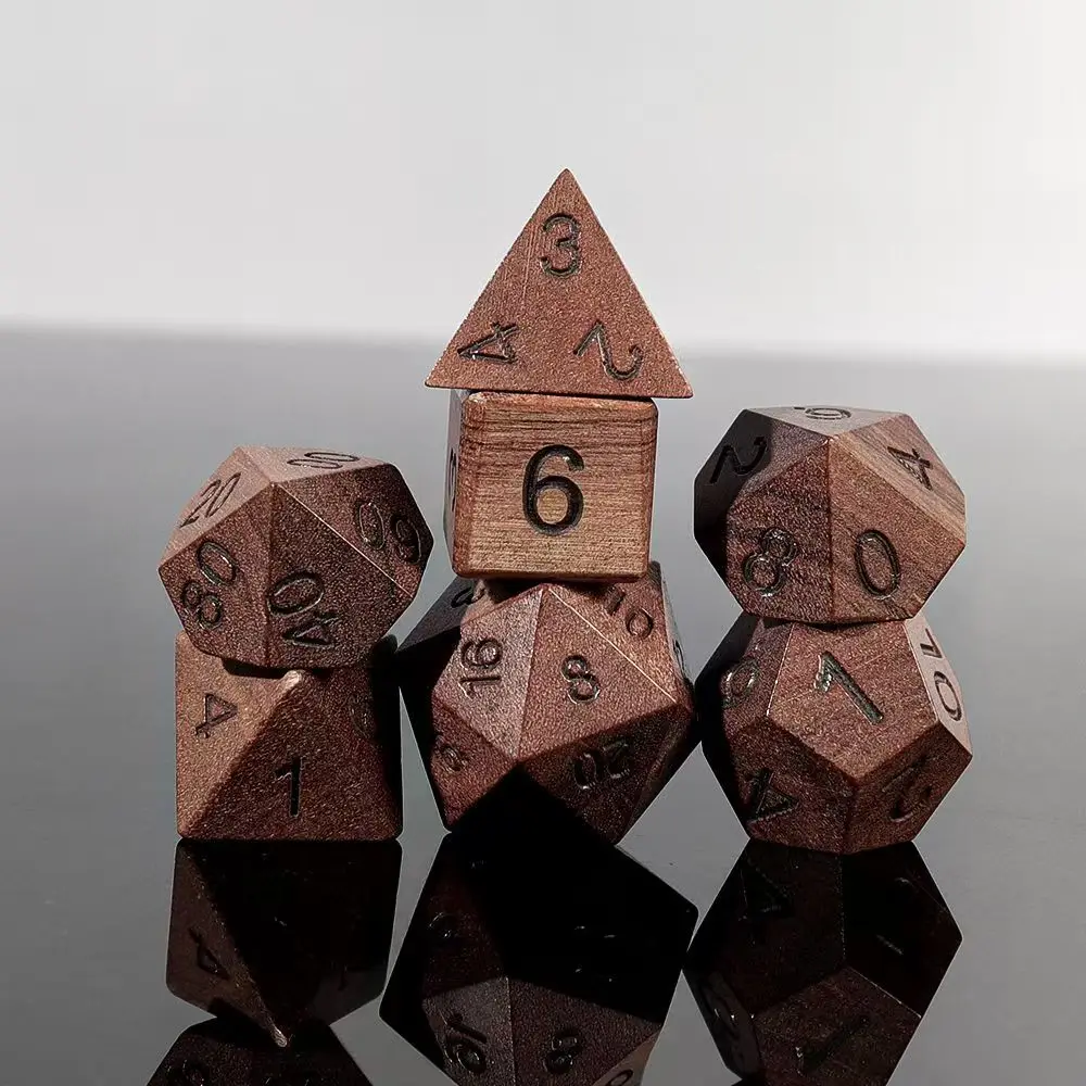

Набор многоугольных деревянных цифровых кубиков для игр D&D, кубики для Dungeons and Dragons, деревянные кубики для ролевых игр, кубики D6