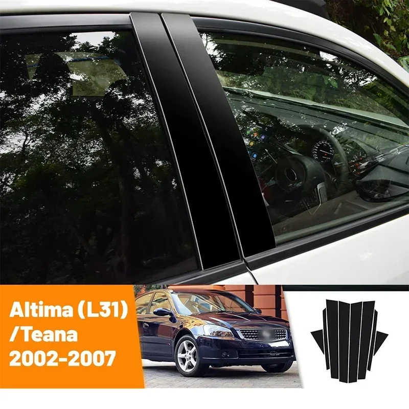 

For Nissan Altima L31 Teana 2002-2007 2003 2004 2005 Black Carbon Fiber Doors and Windows B C Pillars Column Decorative Stickers