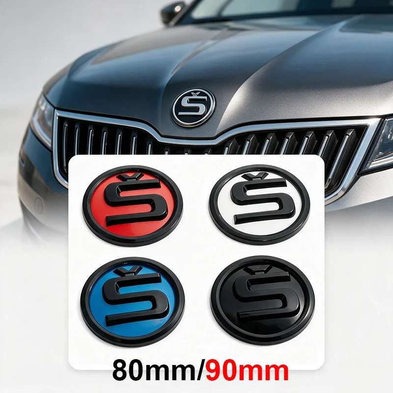 80mm 90mm ABS Car Front Head Rear Trunk Logo Emblem Sticker for Skoda S Yeti Superb Fabia Kamiq Karoq Kodiak Octavia 2 Tour