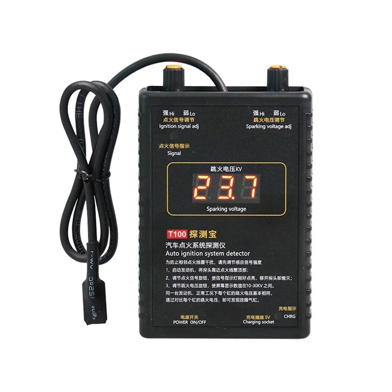 T100 Auto Ignition System Detector For 12V 24V Ignition System To Test Ignition Signal And Spark Voltage